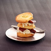 Arlette flaky biscuit ,rice pudding and cherry Mille-feuille