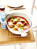 Meatball,mozzarella and tomato sauce gratin