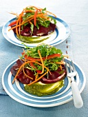 Beetroot raviolis with cheese filling