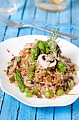 Brown rice with button mushrooms,asparagus and rosemary