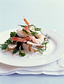 Potato and shrimp salad with creamy coconut dressing