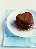 A rich chocolate heart cake
