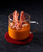 Cream of red pepper with Boursin and Coppa