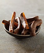 Candied grapefruit rinds coated in chocolate