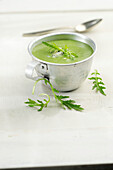 Spinach and rocket soup with blue cheese