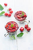 Verbana-flavored cherry soup