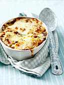 Potato and blue cheese-topped dish