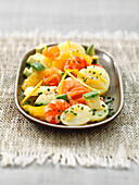 Seafood,potato and orange salad