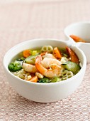 Minestrone with shrimps