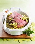 Leg of lamb with rosemary and flageolet beans