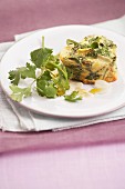 Small heart-shaped herb,garlic and almond Flan