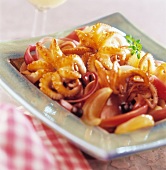 Octopus with red onions