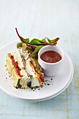 Grilled vegetables and halloumi terrine
