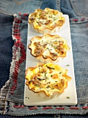 Omelette,onion and parsley mini quiches