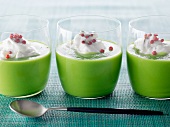 Creamed peas with pink peppercorns and whipped cream