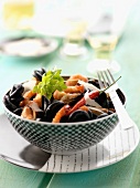 Squid ink pasta with seafood