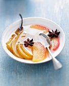 Pear and apple fruit salad with aniseed