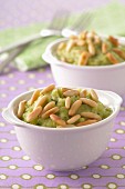Zucchini mousse with pine nuts and pesto
