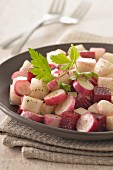 Beetroot,black and pink radish salad