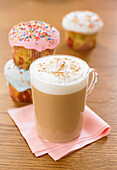 Chai tea latte and cupcakes