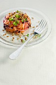 Salmon and grapefruit tartare with seeds