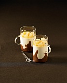 Panna cotta with pears and chocolate spread