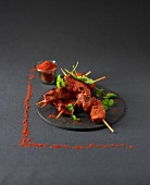 Lamb brochettes marinated in yoghurt and paprika