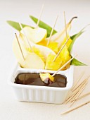 Chocolate fondue with fresh fruit