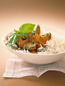 Chicken with basil and basmati rice