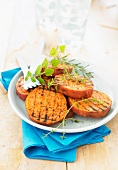 Grilled slices of sweet potatoes