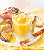 Duck magret with pineapple chutney