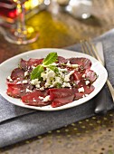 Beetroot carpaccio with fromage frais and mint