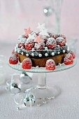 Chocolate ganache and raspberry shortbread cake