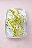 Cucumber,Brousse cheese and honey mille-feuilles