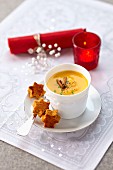 Cream of pumpkin soup with orange and cinnamon