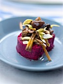 Beetroot mousse with mushrooms