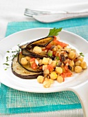 Chickpeas with eggplants and tomatoes