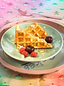 Waffle with apple syrup