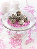 Chocolate truffles coated in grated coconut