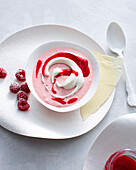 Raspberry mousse with white chocolate