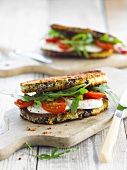 Tomato and mozzarella eggplant bread sandwiches