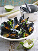 Thai-style lime,cilantro and citronella mussels