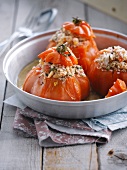 Oxheart tomatoes stuffed with crab meat