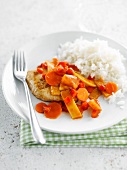 Sweet and sour pork with white rice