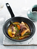 Pan-fried duck with nectarine sauce