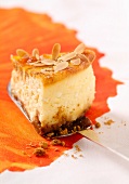 Thinly sliced almond cheesecake