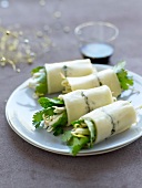Morbier, beansprout and fresh herb rolls