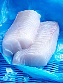 Vacuum packed pieces of cod