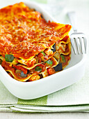 Vegetable and chicken lasagnes