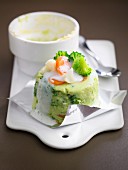 Broccoli puree and carrot timbale
